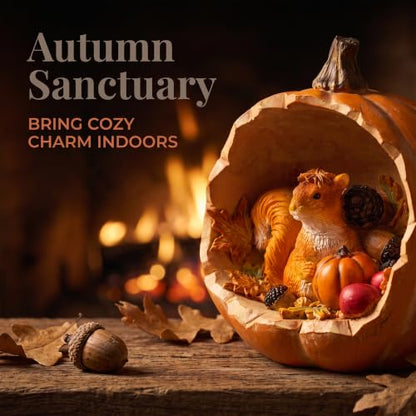 Autumn Squirrel Figurine in Pumpkin - Harvest Resin Fall Decor