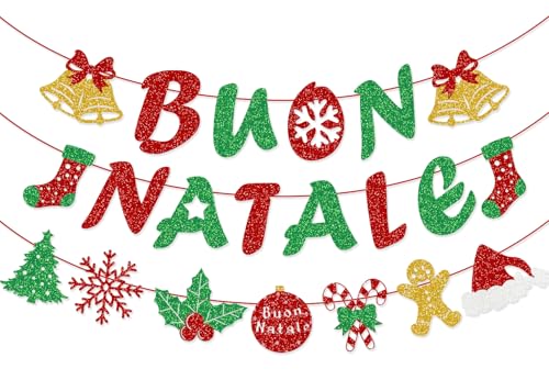 Italian Christmas Banner & Garland Set - Buon Natale Holiday Decorations