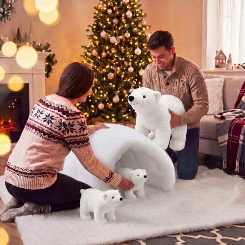 Christmas Wonderland Polar Bear Decor Set with Snow Blanket - Festive Holiday Display