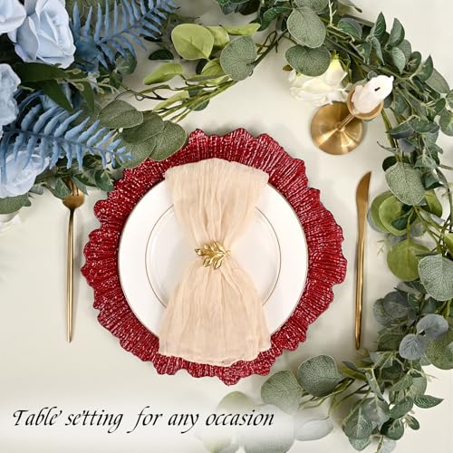 50 Pack Red 13-Inch Reef Charger Plates Bulk - Elegant Table Decor