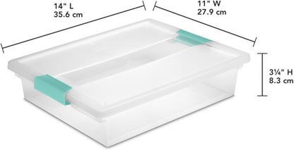 Sterilite 6-Pack Clip Box - Stackable Clear Plastic Bins with Latching Lids for Home & Office Organization