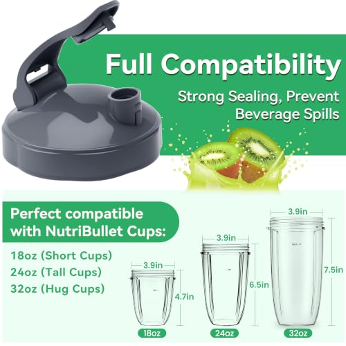 2 Pack Flip Top Travel Lids for NutriBullet Blender Cups 600W 900W Replacement