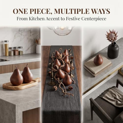 Artificial Pear Decor Set of 5 Long-Lasting Realistic Faux Fruit Brown