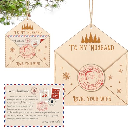 Fullhawl Christmas Wooden Letter Ornament for Husband - Romantic Gift from Wife - Variation: Husband
