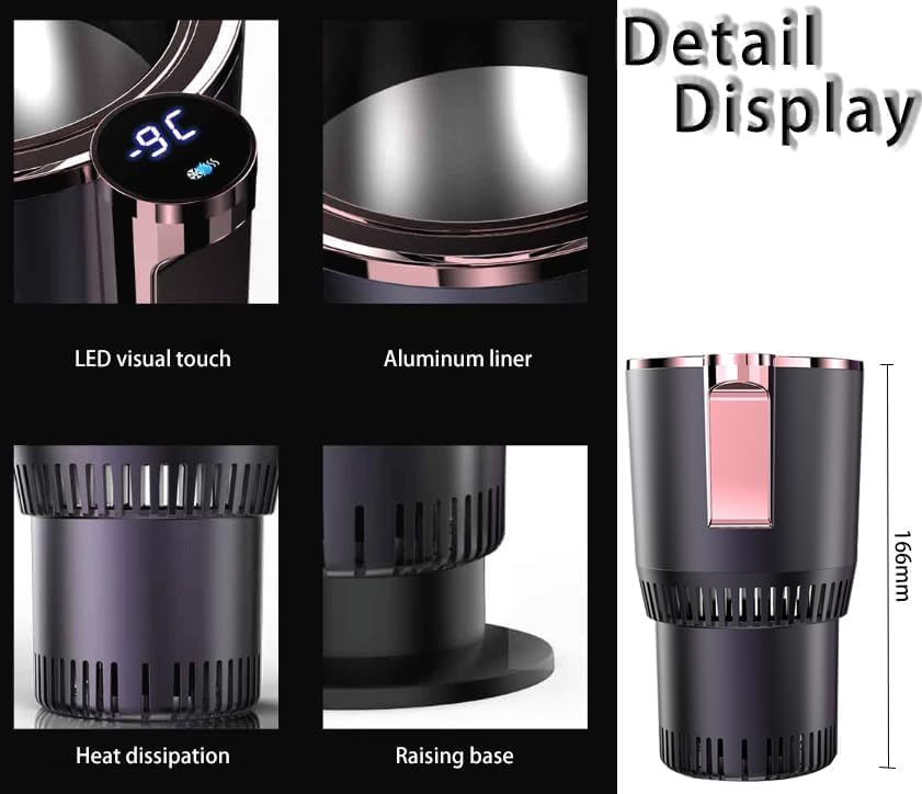 Smart Car Cup Cooler and Warmer, 2-in-1 Car Heating Cooling Cup, 12V-Car Heating Mug, Heating and Cooling Car Cup Holder, with Digital Display (Blue)