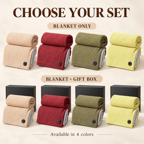 USB Heated Shawl Wrap for Women - Red, Wearable Electric Blanket
