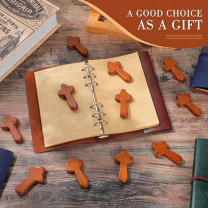 Mini Wooden Prayer Cross Set - Coffee Color, 200 Pieces Christian Gifts for Baptism & Communion