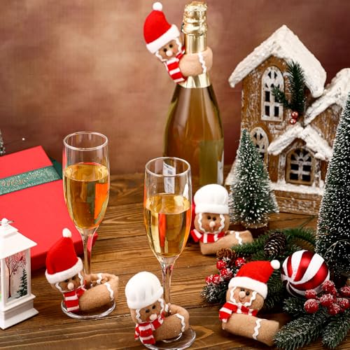 Gingerbread Man Christmas Wine Bottle Cover Set - 12 Pcs Holiday Decor
