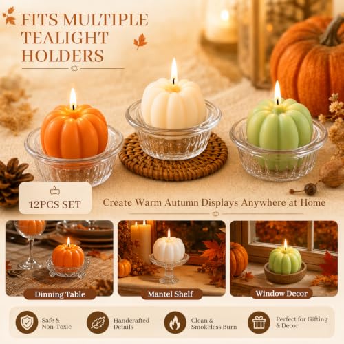Fall Scented Pumpkin Candle Gift Set - 12 Mini Tealights for Autumn Decor