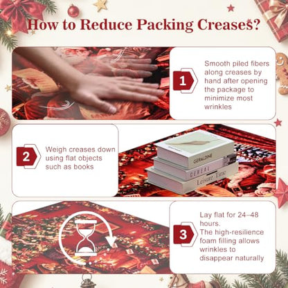 Santa Christmas Living Room Rug 4x6 Washable Non Slip Holiday Decor - Rectangular