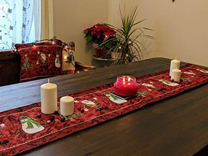 Sunflower Field Scarecrow Thanksgiving Autumn Farmhouse Vintage Woven Table Runner - 13x92, Variation of Here Comes