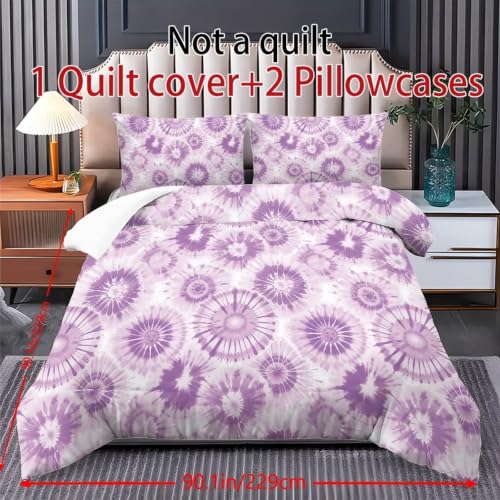 Twin Size Duvet Cover Set with Pillowcases - Purple Tie Dye Bedding, All-Season Soft Polyester, 3 Pieces - Variation: Purple Tie Dye / Twin/Twin XL