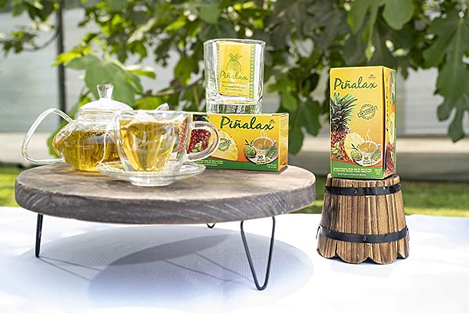 PINALAX Pineapple Piña 100% Natural Blend Detox-Tea promotes digestion | Artichoke, Green Tea, Stevia, Yacon, Senna, Horsetail, and Fennel | 30 Tea Bags