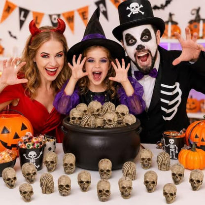 White 20 Pack Realistic Skull Figurines Halloween Decorations