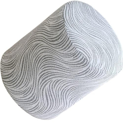 Small Round Jacquard Ottoman Cover with Elastic Fit - Light Gray D18xH16