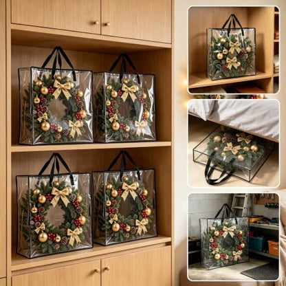 26 Inch Wreath Storage Bag - Large Waterproof Garland Organizer for Holiday Decor
