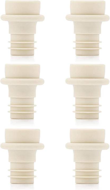 WOTOR Wine Stoppers Vacuum, Wine Saver, Wine Pump Vacuum Stoppers, Wine Preserver, Reusable Bottle Sealer Keeps Wine Fresh (Cream, 6 Pieces)
