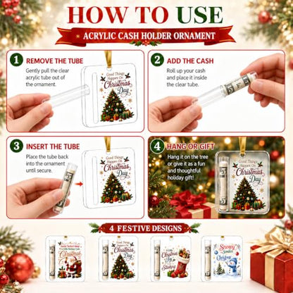 12 Pcs Christmas Cash Gift Ornament Acrylic Holiday Money Holder - Variation of THIS listing