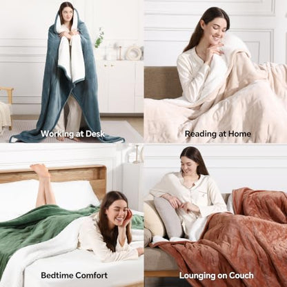 Electric Heated Blanket Twin Size 62x84 Blue - Safe, Soft & Machine Washable