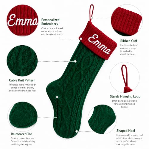 Personalized Knit Christmas Stocking with Color-Block Twist - Custom Holiday Decor