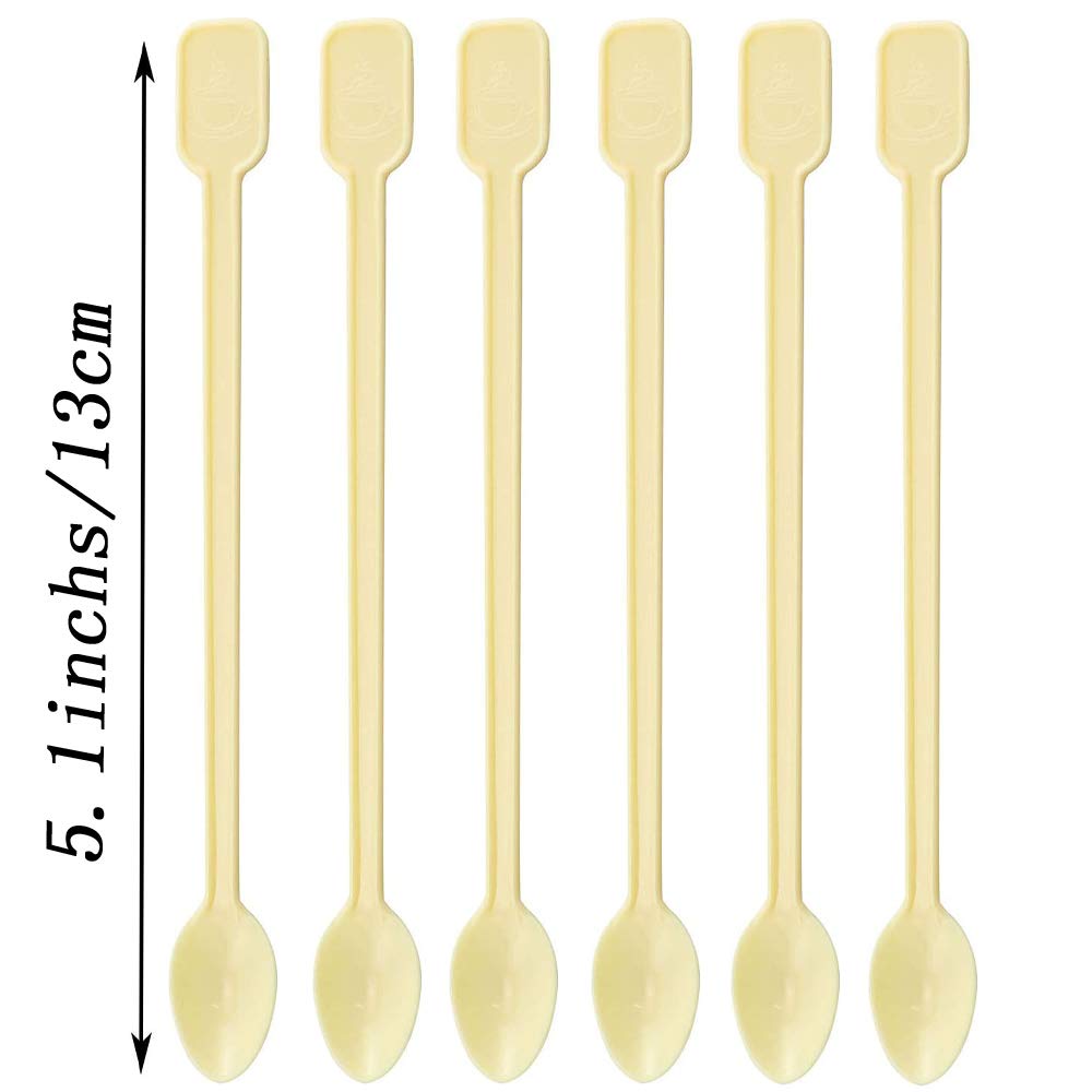 Coffee Spoon 500 PCS Disposable Tiny Coffee Tea Spoon Beige Plastic Stir Cocktail Sticks Mini Tea Stirrer