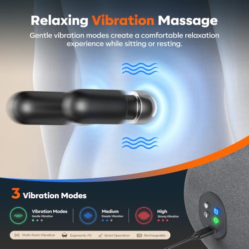 Rechargeable Back Massager with Heat Vibration and Traction - Cordless Lumbar Support