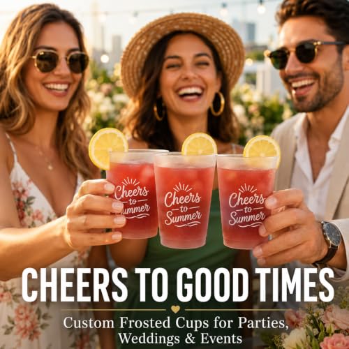 Custom Frosted Plastic Cups 12oz & 16oz with Logo - Personalized Party Drinkware
