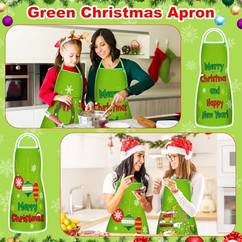 JenPen Christmas Aprons Bulk Set with Adjustable Neck Straps - Green, 9 Pack for Holiday Cooking & Parties