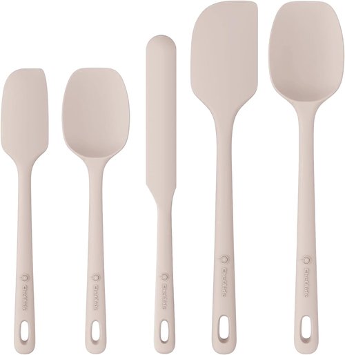 ChefAide Silicone Spatula Set - 5 Pieces, Ergonomic Heat-Resistant Design, Food Grade Rubber, 600°F
