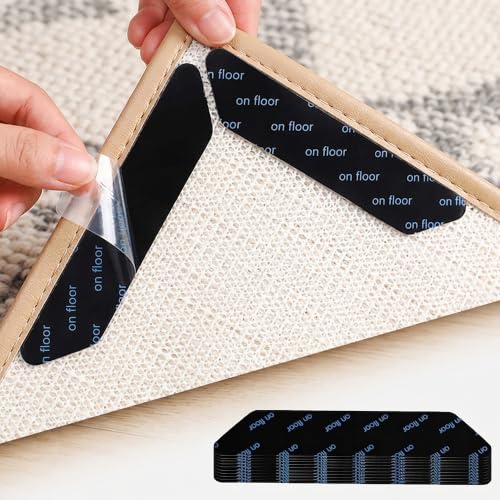 12 Pcs Rug Gripper Tape Non-Slip Adhesive Edge Pads for Hardwood Floors