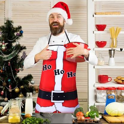 Christmas Aprons Set - 4 Reusable Holiday Kitchen Cooking Aprons for Adults