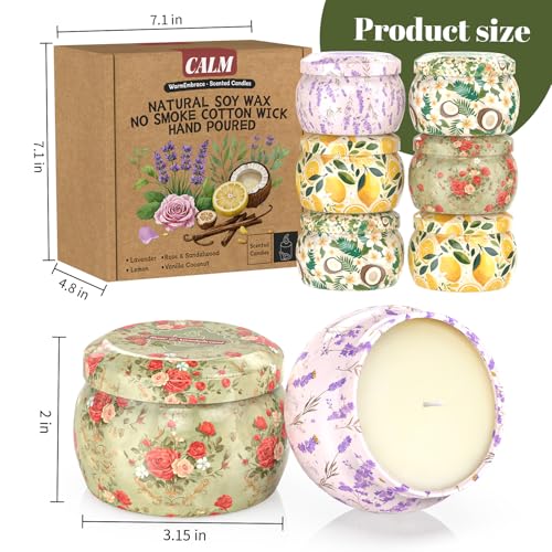 WarmEmbrace 8-Pack Soy Scented Candles Set with 4 Unique Fragrances - 8.8OZ