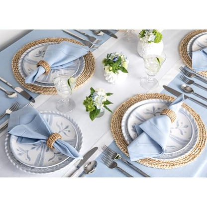 Pure Linen Table Runner 14x90 Inches - White, 100% European Flax, Hemstitch