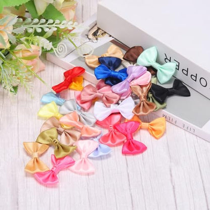 Olive Green Satin Bow Ties 1.5x1 Inch Mini Bowknot for Crafts & Decorations - 30 Pcs