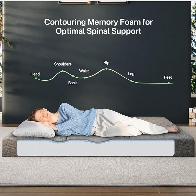 Foldable Queen Memory Foam Mattress Topper 6 Inch – Trifold Portable Guest Bed