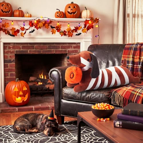 Halloween Mummy Dachshund Pillow - 19 Inch Cute Seasonal Dog Decor