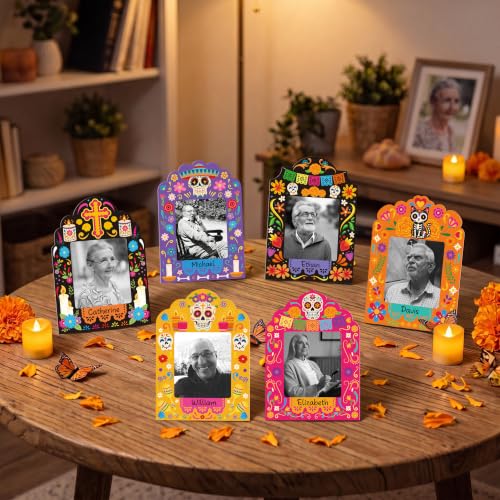 36Pcs Día de los Muertos Paper Photo Frames Decorations Set