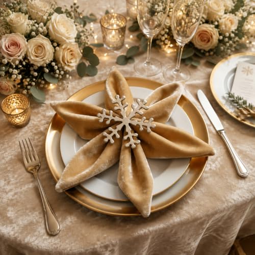 Christmas Snowflake Napkin Rings Set - Silver, 12 Pack