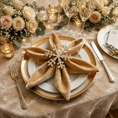 Christmas Snowflake Napkin Rings Set - Silver, 12 Pack