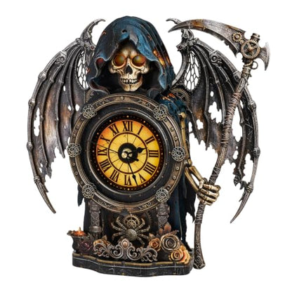 Halloween Grim Reaper Wooden Puzzle Clock with Glowing Eyes & Flapping Wings