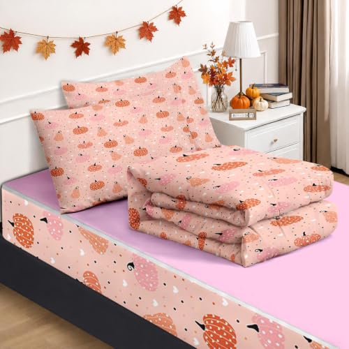 Kids Fall Zippered Bedding Set - Comforter, Fitted Sheet & Pillowcases