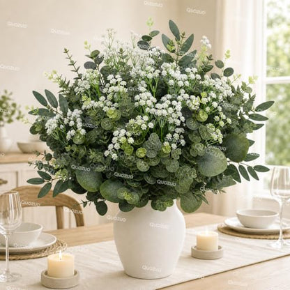 Artificial Eucalyptus Leaves Stems Bulk 70 Pcs Faux Greenery for Wedding and Home Decor