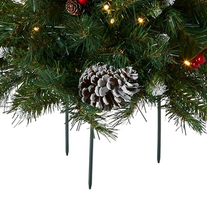 Pre-Lit Frosted Berry Christmas Urn Filler - 18 Inch Indoor Outdoor Decor