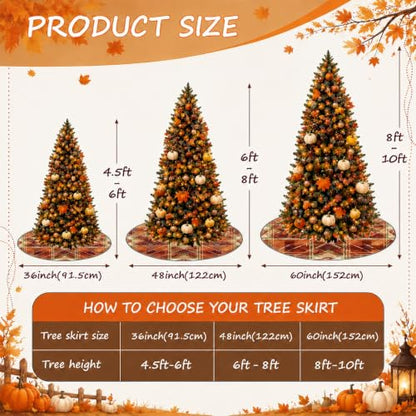 Rustic Autumn Plaid Christmas Tree Skirt 36 Inch - Orange