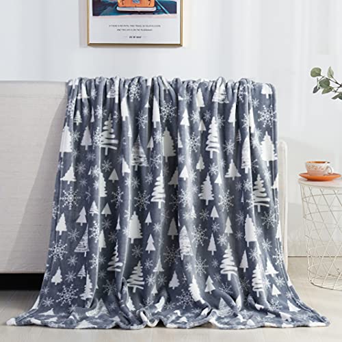50 x 60 Inch Christmas Tree Fleece Blanket - Holiday Velvet Throw for Winter, Couch & Gift