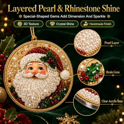 DIY Christmas Ornament Kit - 12 Acrylic Decorations with Pearls & Gems (Style 6)