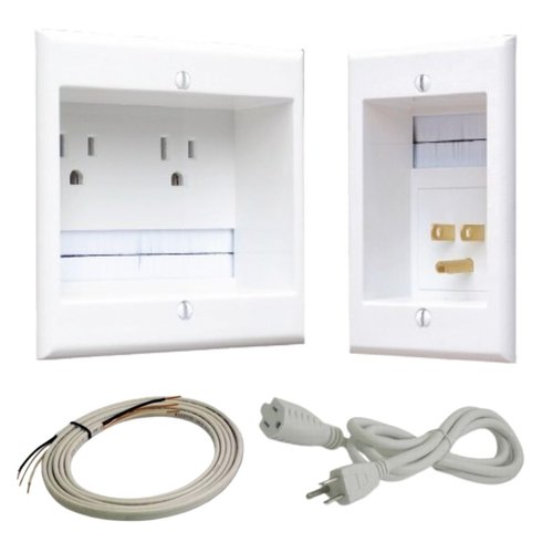 PowerBridge TWO-PRO-6 Dual Outlet TV Cord Hider for Wall Mounted TVs - Recessed In-Wall Cable hider System for Power & Low Voltage - Matches Existing Outlets -Hide Wires With this Easy DIY Install Kit