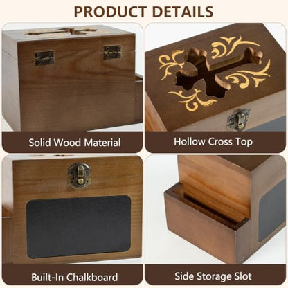 Nature Wood Prayer Box with Chalkboard and 100 Prayer Cards - Christian Gift