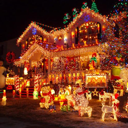 Outdoor Christmas String Lights 1000 LED Warm White with Remote & 8 Modes