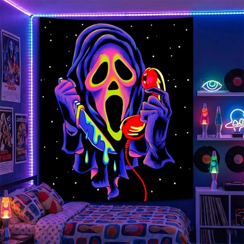 SparkLia Blacklight Horror Skull Tapestry for Bedroom, 40 x 30 Inches - Neon UV Effect